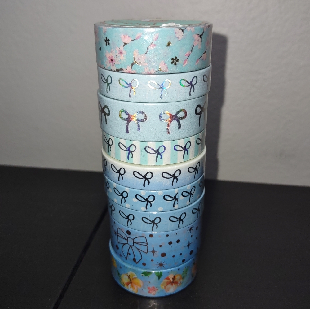 Simply Gilded Paca Post Washi Tape - Blue Floral w/ Foil